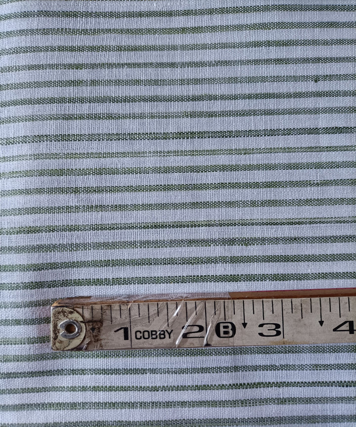 2.5m olive white handspun handloom stripe cotton kurta material