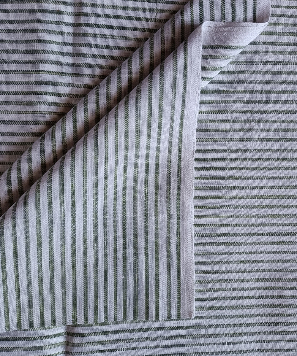 2.5m olive white handspun handloom stripe cotton kurta material