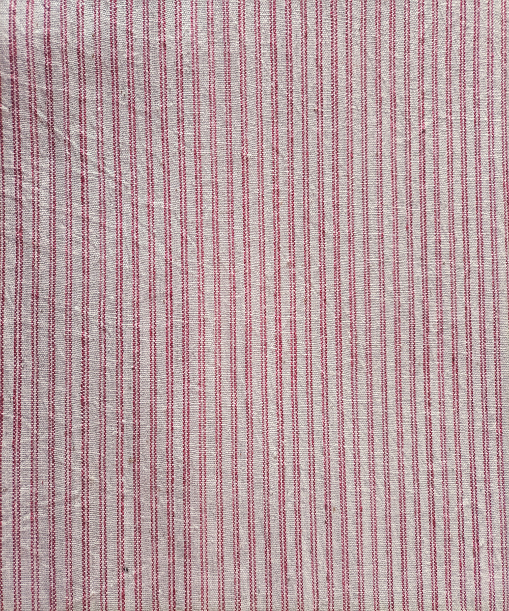 2.5m white pink handspun handloom stripe cotton kurta material