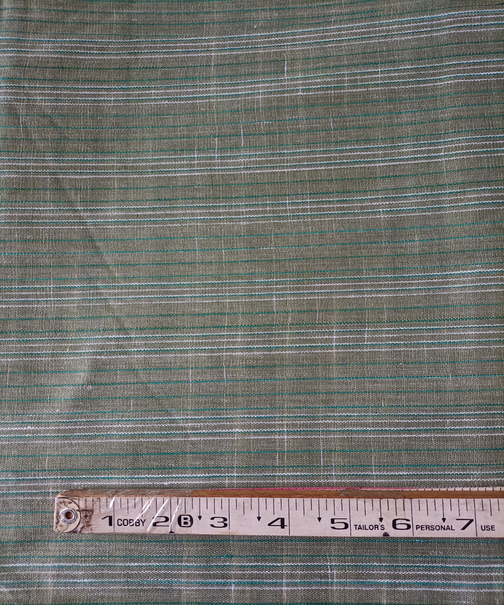 2.5m olive green white handspun handloom stripe cotton kurta material