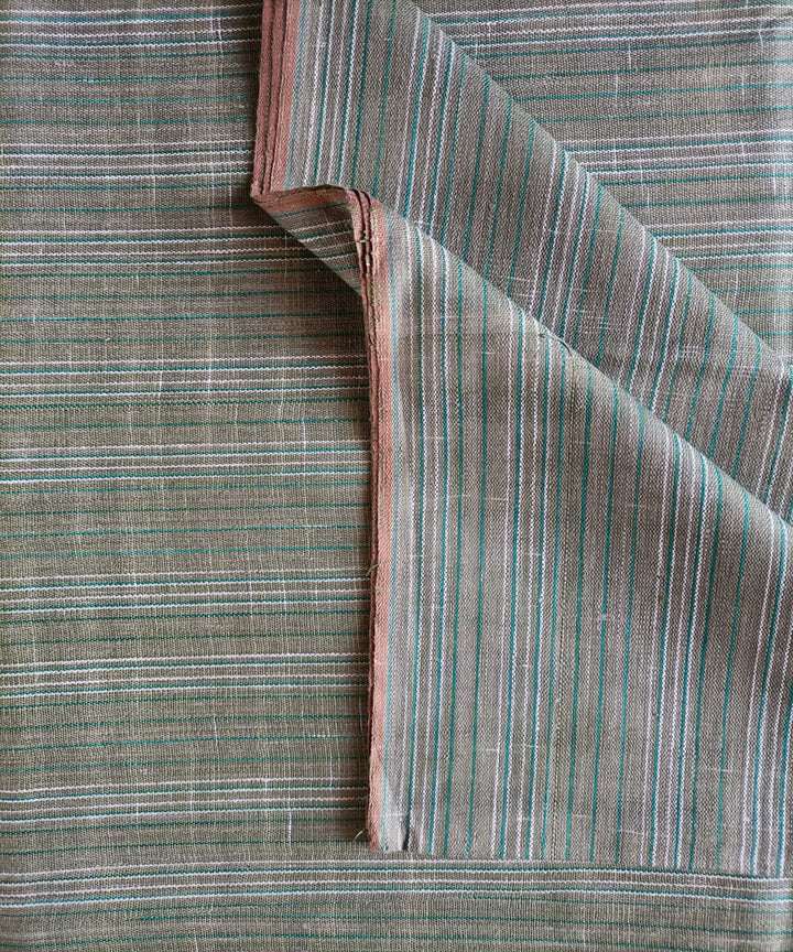 2.5m olive green white handspun handloom stripe cotton kurta material