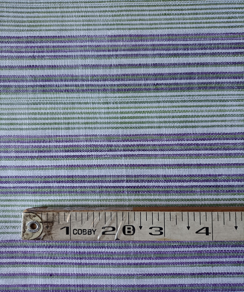 2.5m white olive purple handspun handloom stripe cotton kurta material