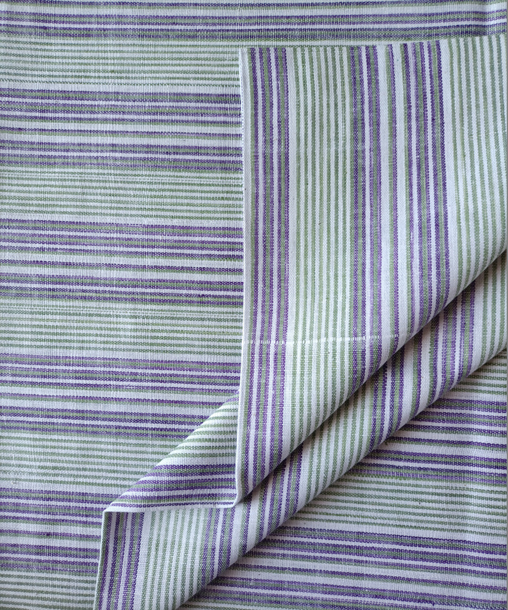 2.5m white olive purple handspun handloom stripe cotton kurta material