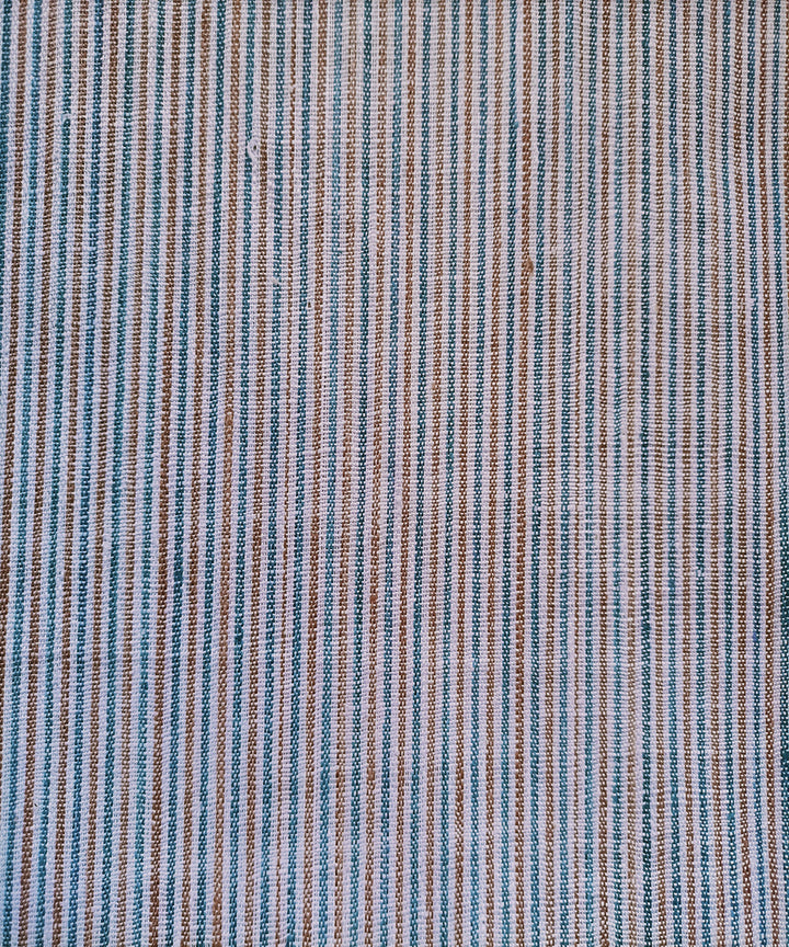 2.5m white light blue handspun handloom stripe cotton kurta material