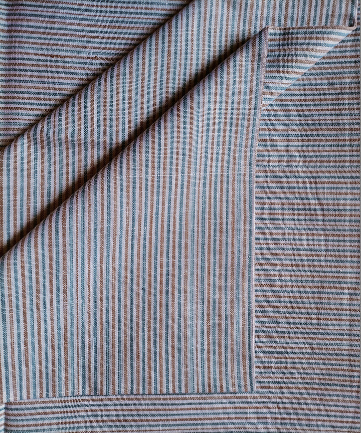 2.5m white light blue handspun handloom stripe cotton kurta material