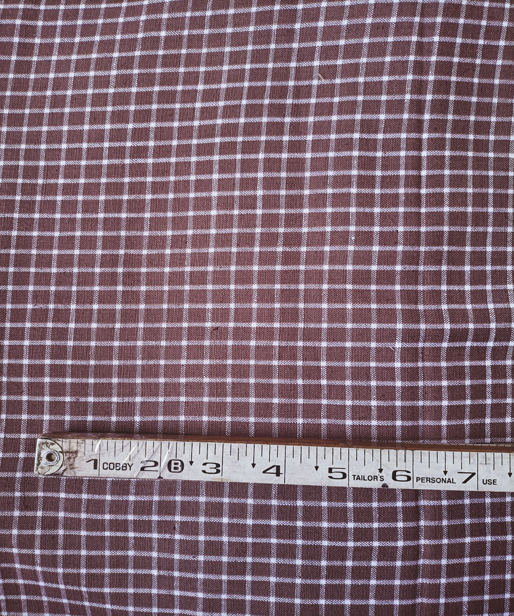 2.5m coffee white handspun handloom checks cotton kurta material