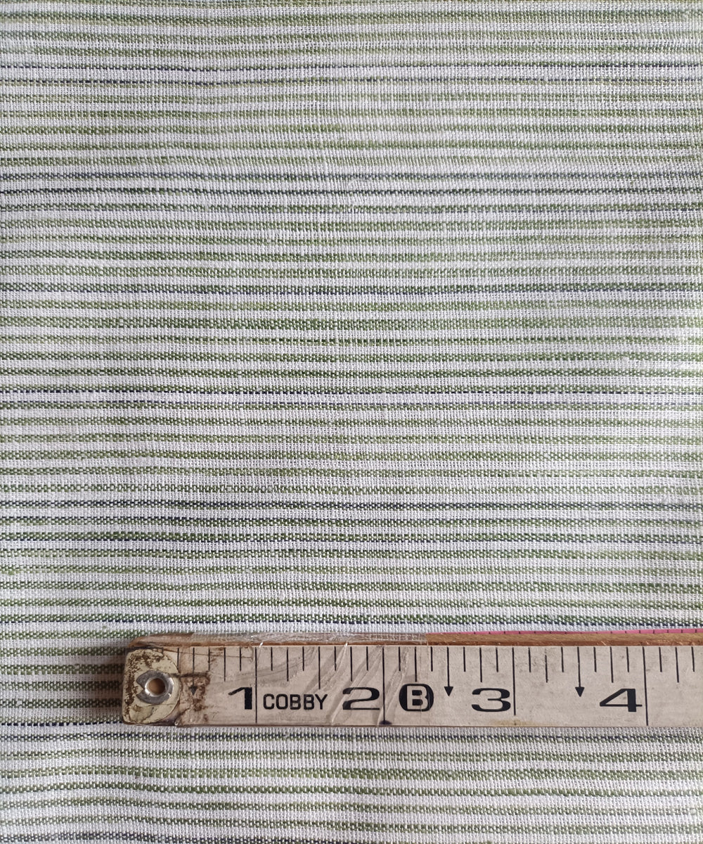 2.5m green white blue handspun handloom stripe cotton kurta material