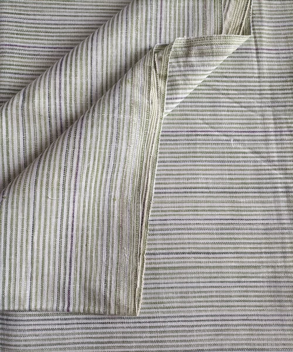 2.5m green white blue handspun handloom stripe cotton kurta material