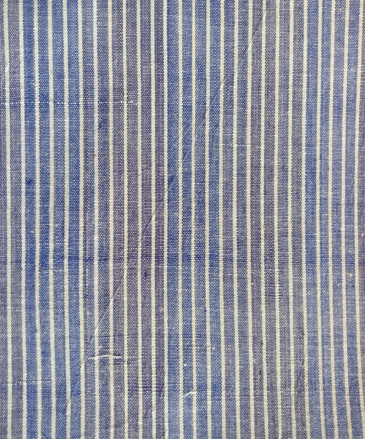 2.5m white blue handspun handloom stripe khadi cotton kurta material