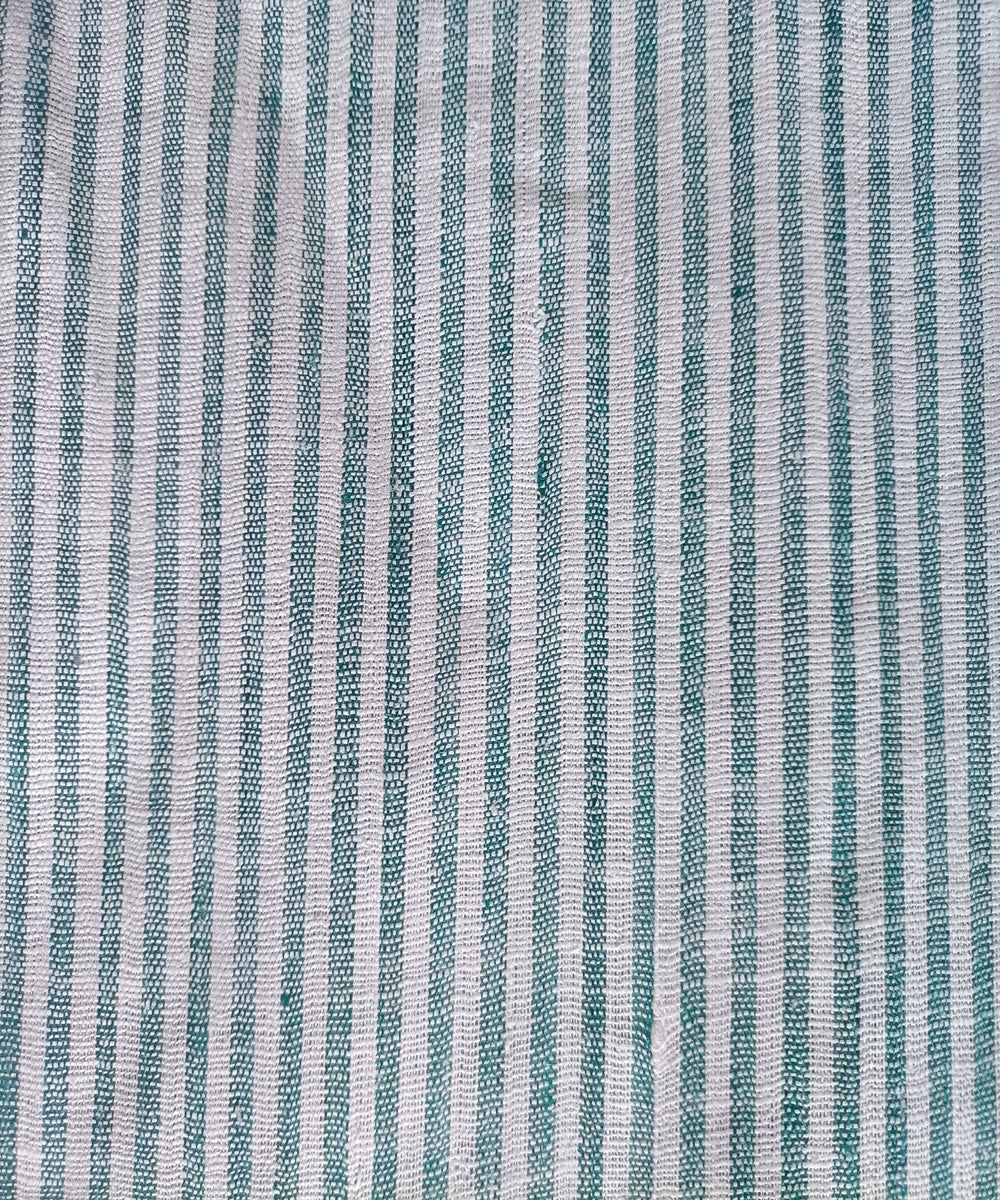 2.5m green white handspun handloom stripe cotton kurta material