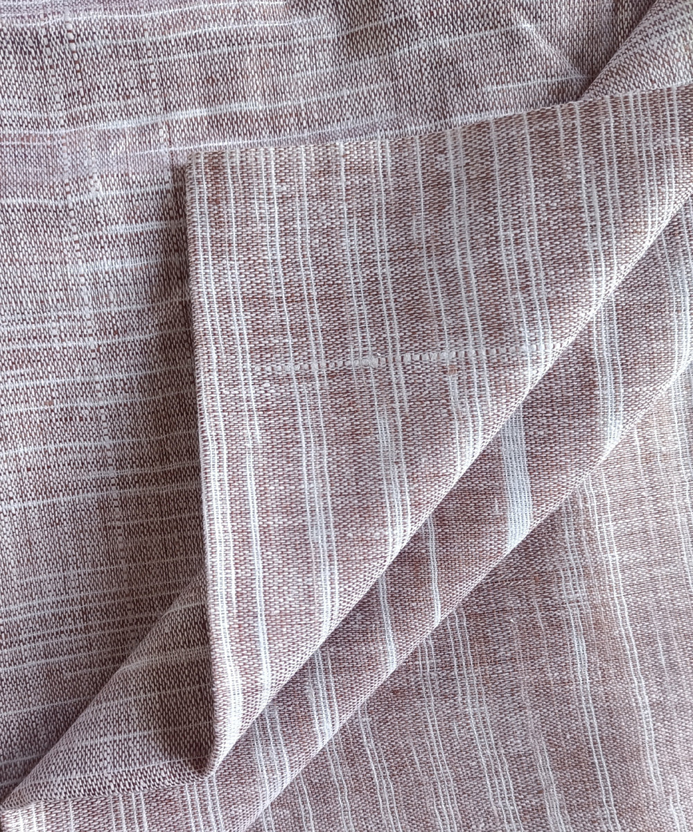 2.5m light coffee white handspun yarn dyed cotton kurta material