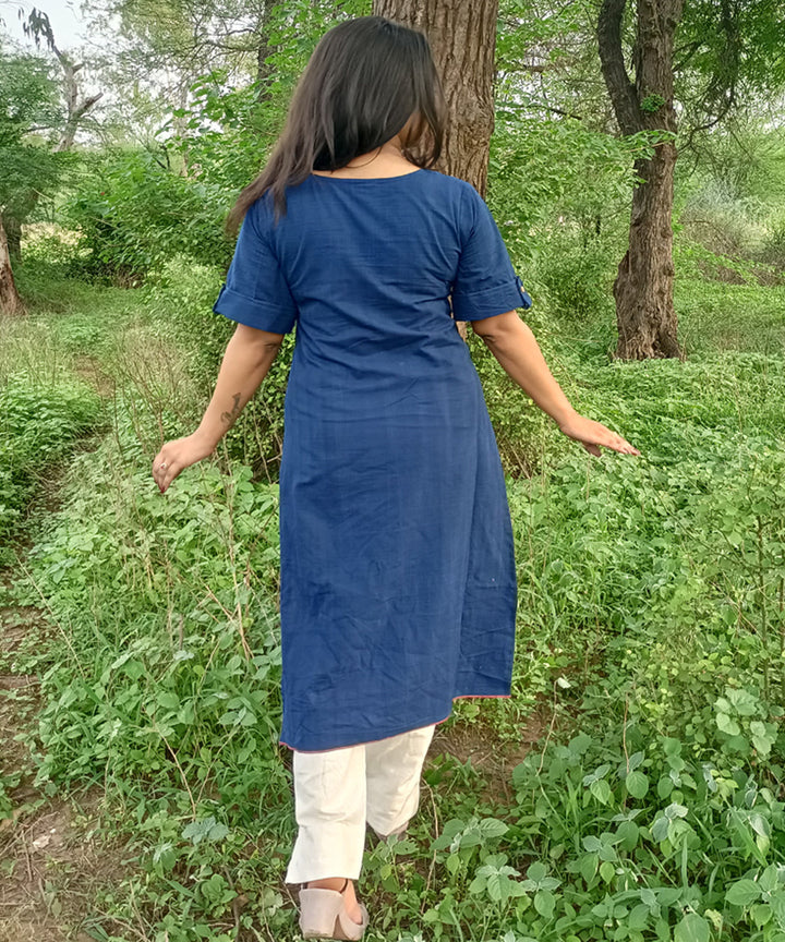 Indigo natural dyed yarn handspun handwoven khadi cotton kurti with pant