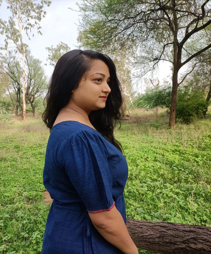 Indigo natural dyed yarn handspun handwoven khadi cotton kurti with pant