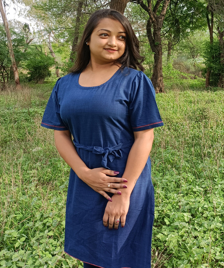 Indigo natural dyed yarn  handspun handloom khadi cotton kurti