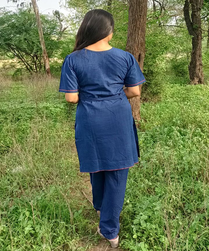Indigo natural dyed yarn  handspun handloom khadi cotton kurti
