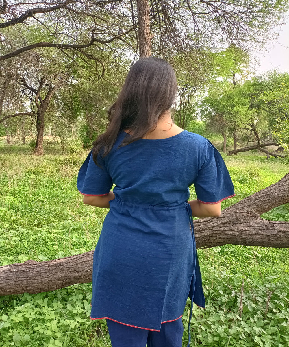 Indigo natural dyed yarn handspun handwoven khadi cotton kurti