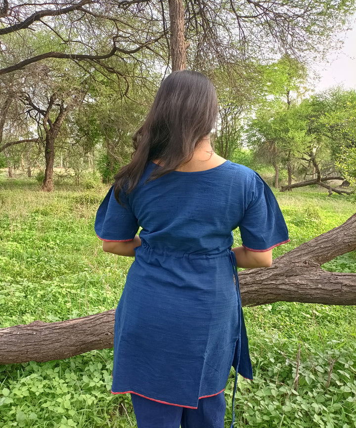 Indigo natural dyed yarn handspun handwoven khadi cotton kurti