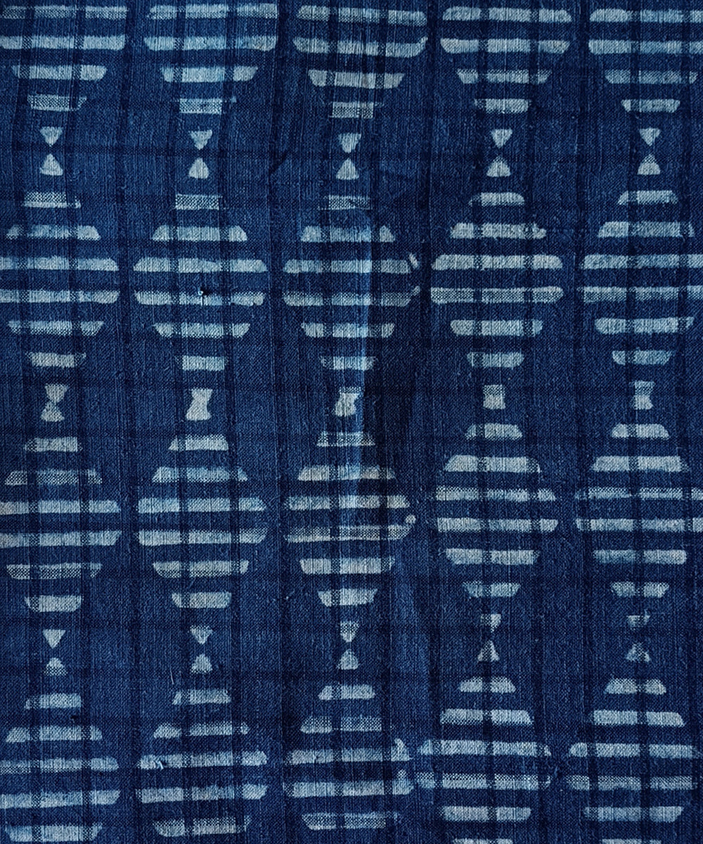2.5m Indigo handspun handwoven cotton dabu print kurta material