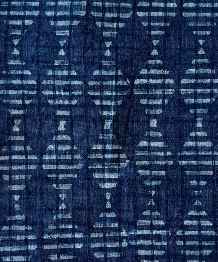 2.5m Indigo handspun handwoven cotton dabu print kurta material