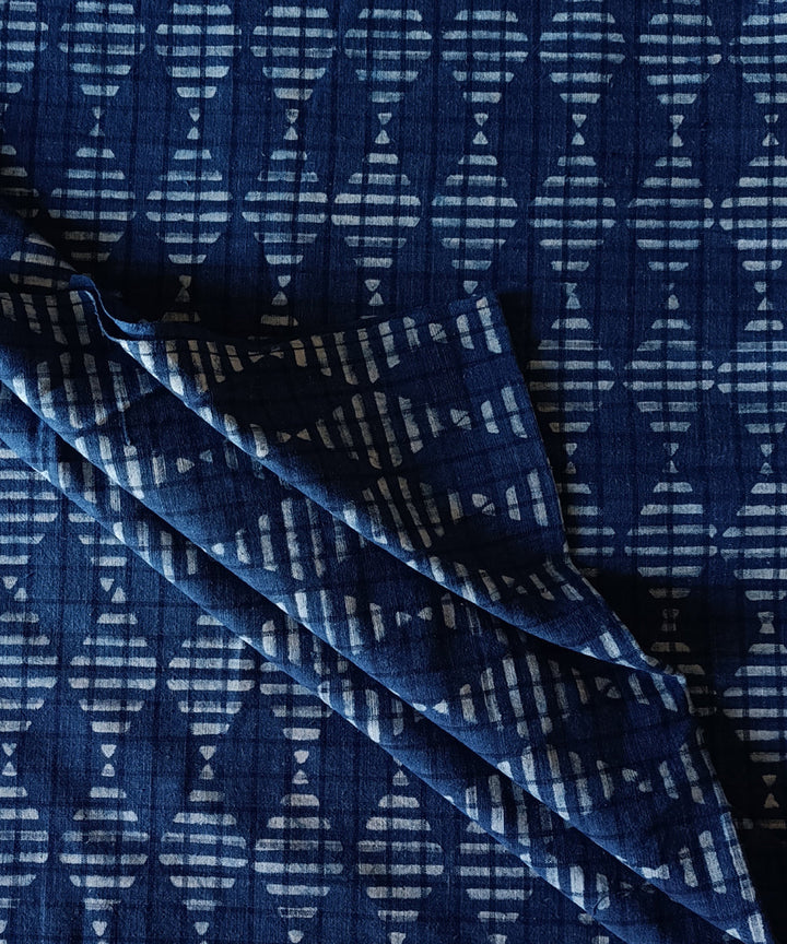 2.5m Indigo handspun handwoven cotton dabu print kurta material