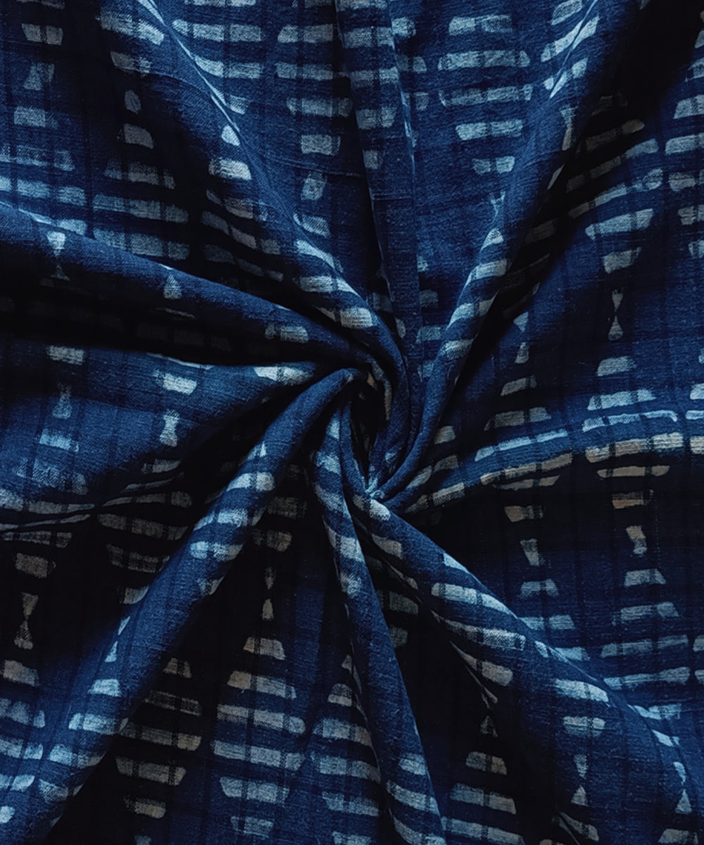 2.5m Indigo handspun handwoven cotton dabu print kurta material