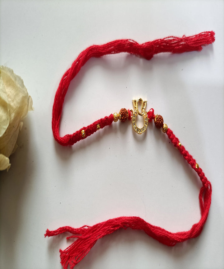 Red handmade woolen metal artisanal affections rakhi