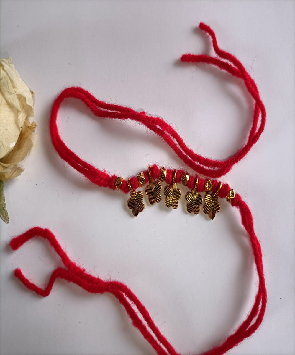 Woolen handcrafted metal unique porsonalized rakhi