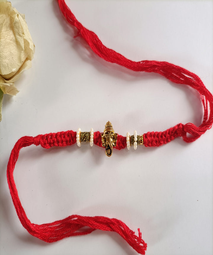 Red handmade woolen metal unique porsonalized rakhi