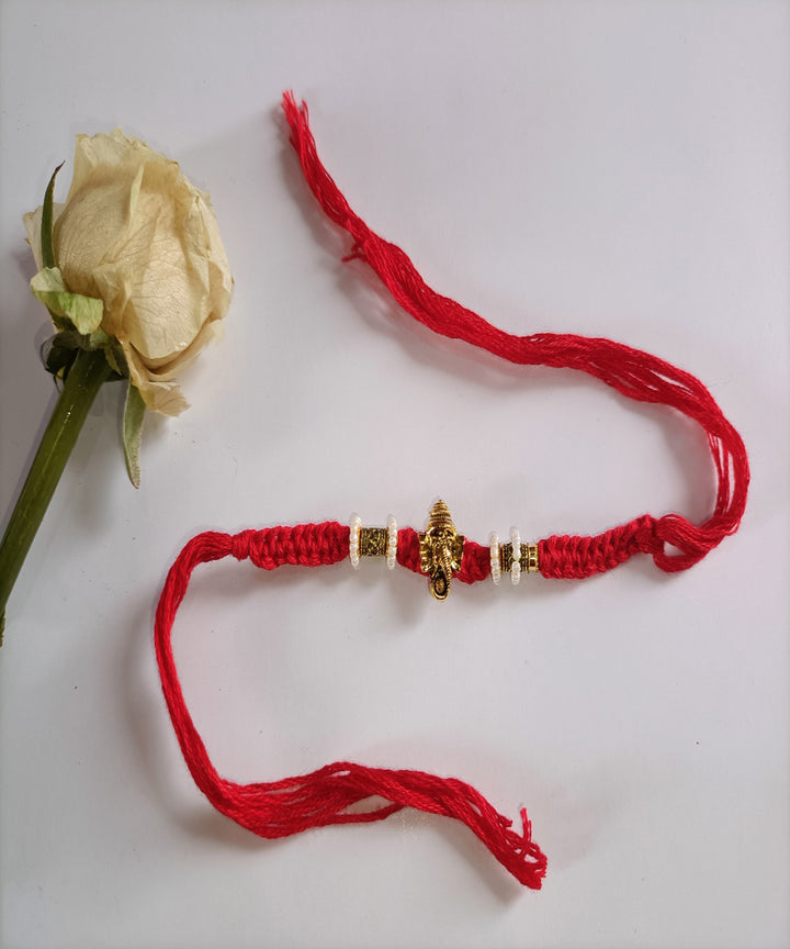 Red handmade woolen metal unique porsonalized rakhi