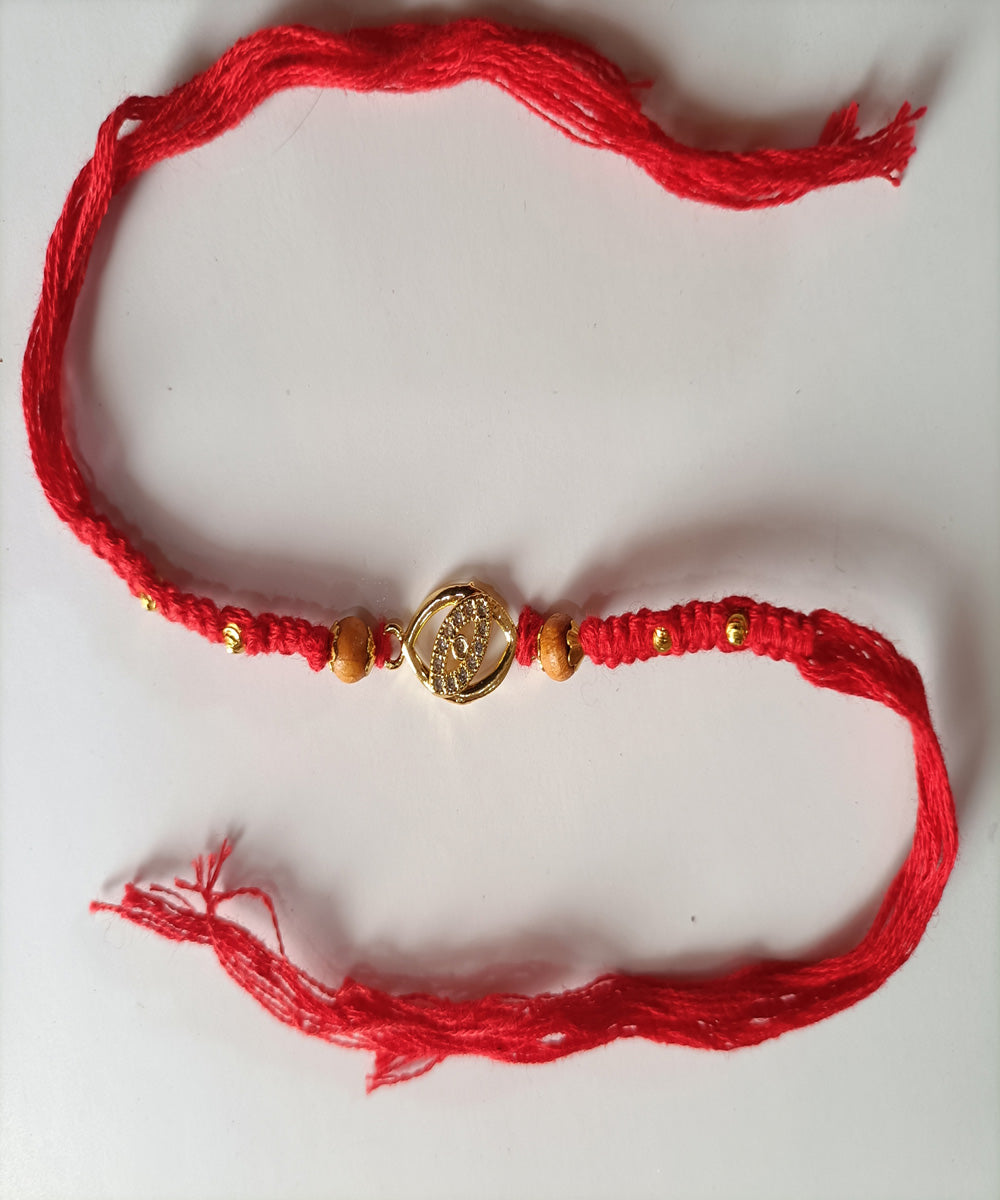Handmade red woolen metal unique porsonalized rakhi