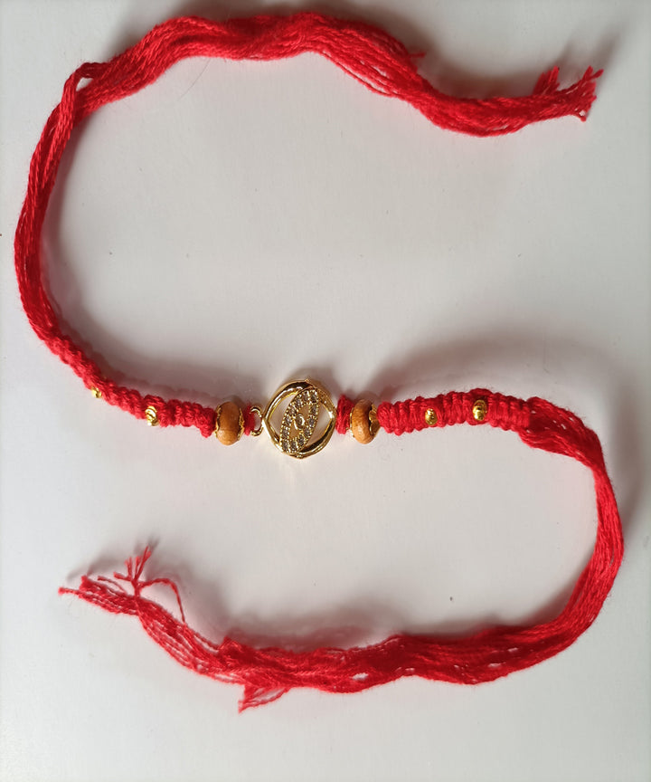 Handmade red woolen metal unique porsonalized rakhi