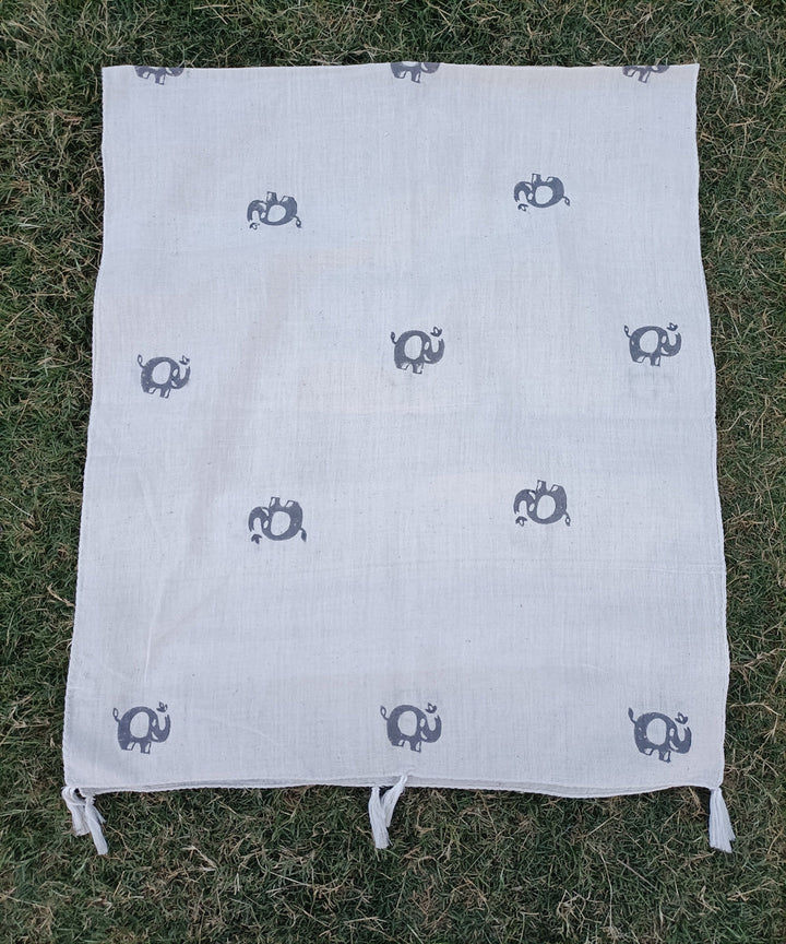Offwhite handspun cotton handblock printed stole
