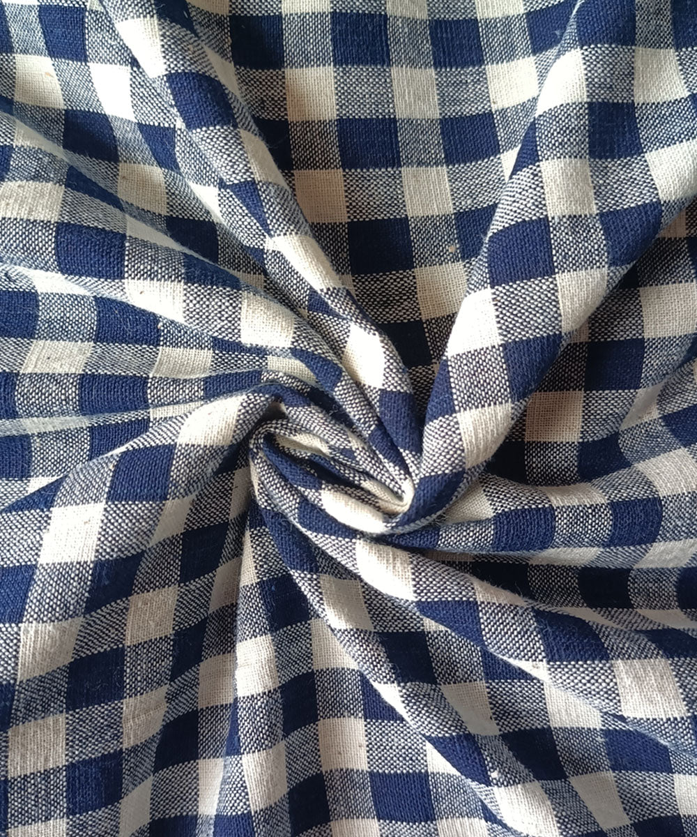 2.5m indigo and white checks handspun handloom cotton kurta material