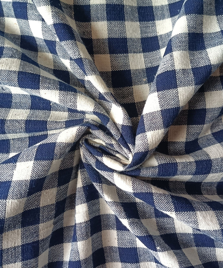 2.5m indigo and white checks handspun handloom cotton kurta material