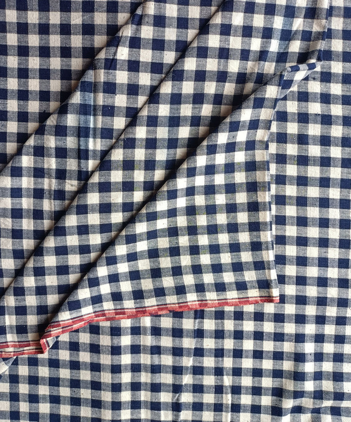 2.5m indigo and white checks handspun handloom cotton kurta material