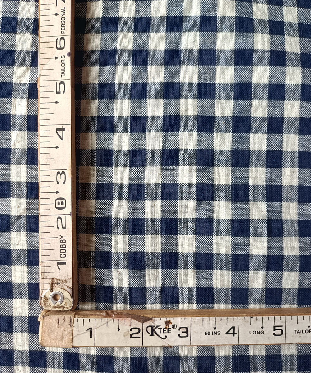 2.5m indigo and white checks handspun handloom cotton kurta material