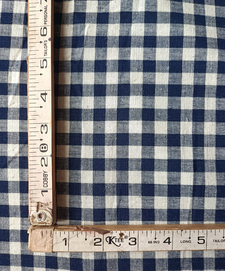 2.5m indigo and white checks handspun handloom cotton kurta material