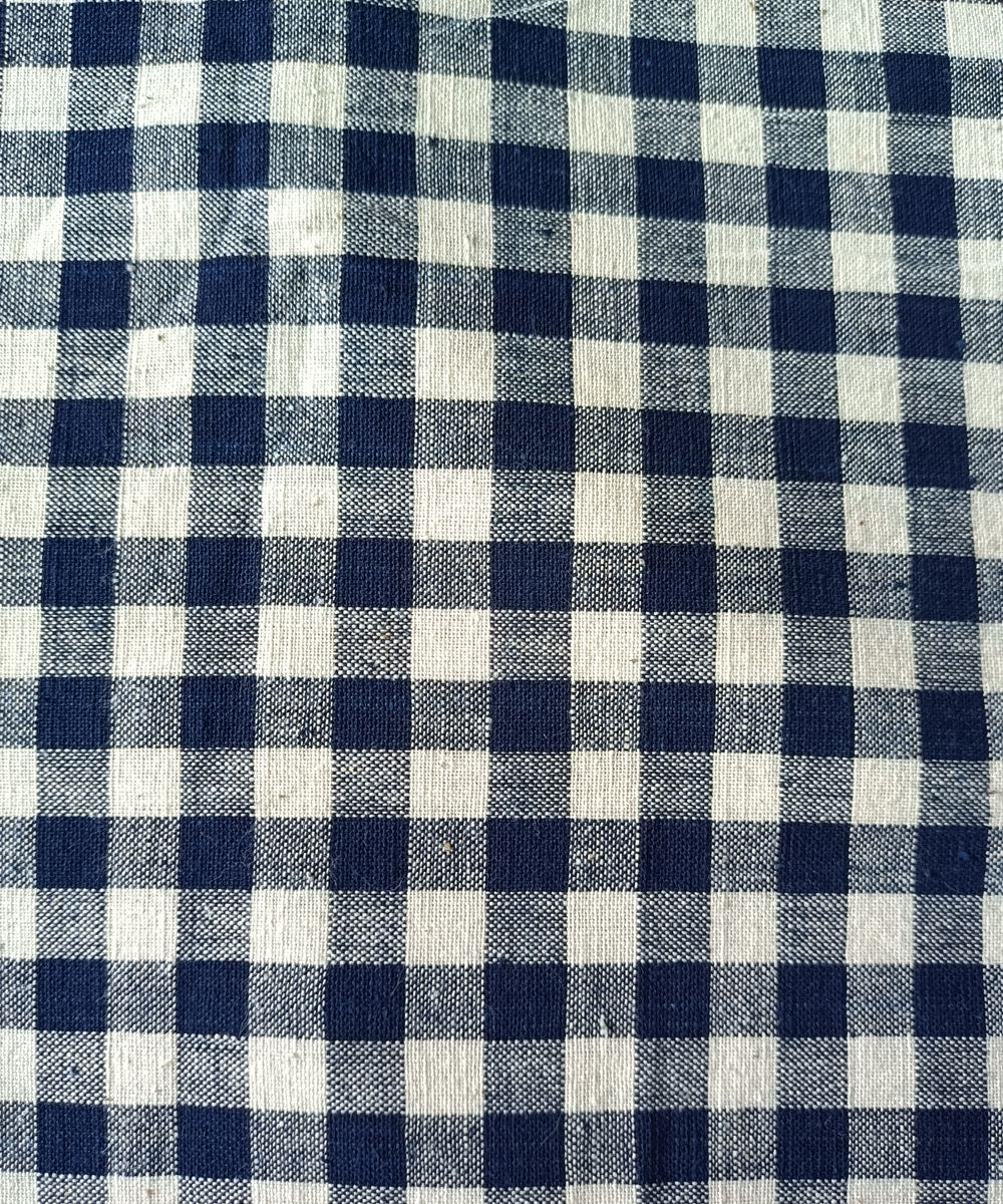 2.5m indigo and white checks handspun handloom cotton kurta material