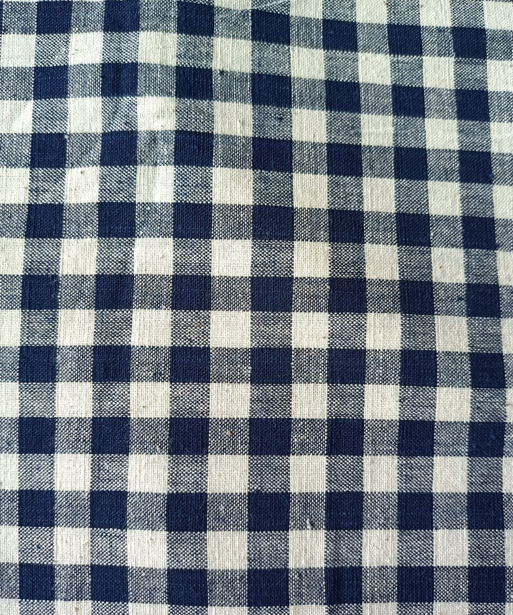 2.5m indigo and white checks handspun handloom cotton kurta material