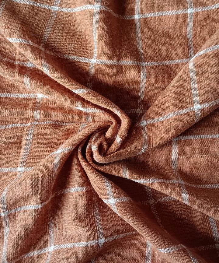 2.5m orange white checks handspun handloom cotton kurta material