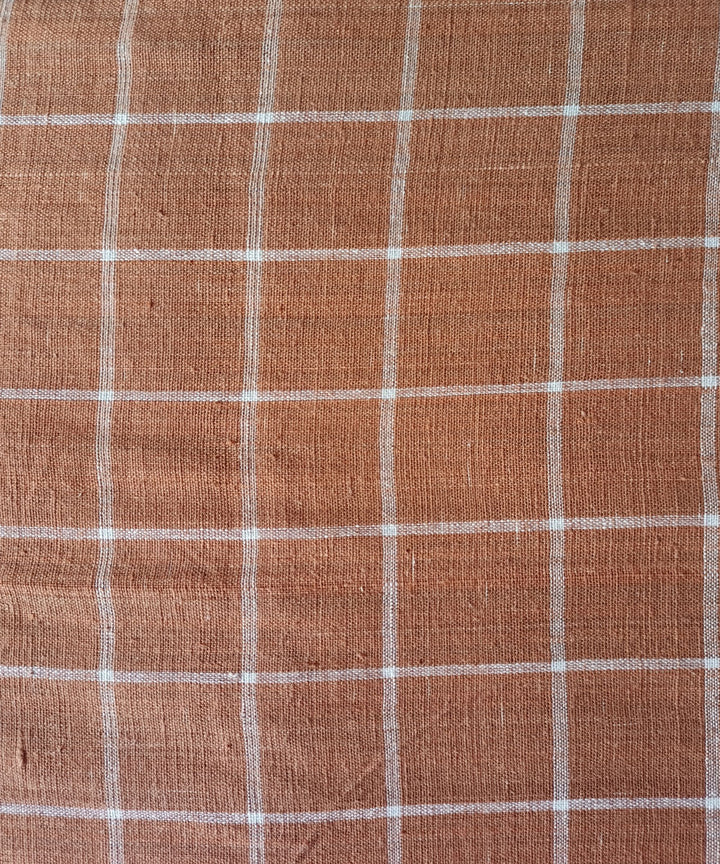 2.5m orange white checks handspun handloom cotton kurta material