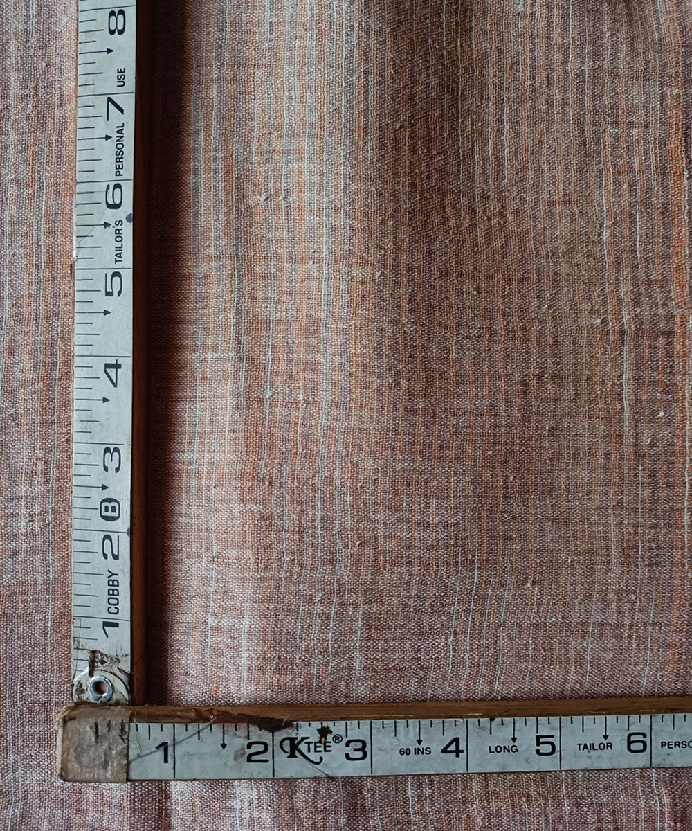 2.5m orange white handspun handwoven yarn dyed cotton kurta material