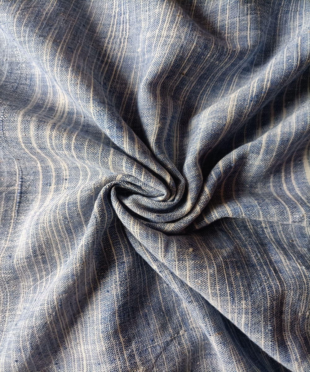 2.5m blue white handspun handwoven yarn dyed cotton kurta material