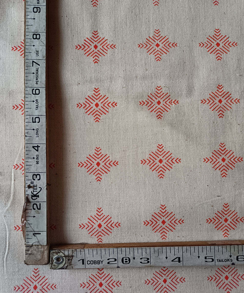 2.5m white orange handspun handwoven cotton printed kurta material