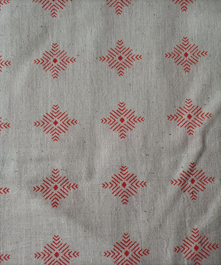 2.5m white orange handspun handwoven cotton printed kurta material