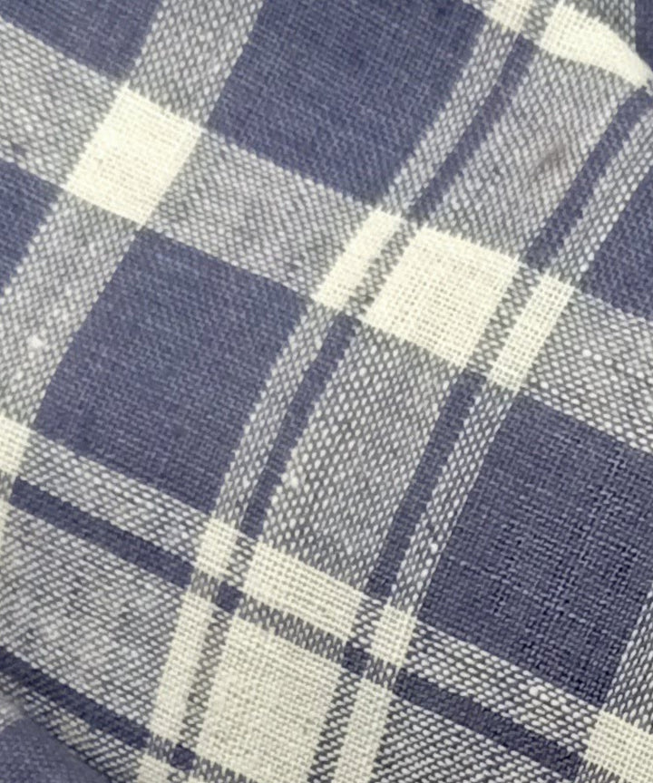 Off white grey checks handwoven cotton fabric