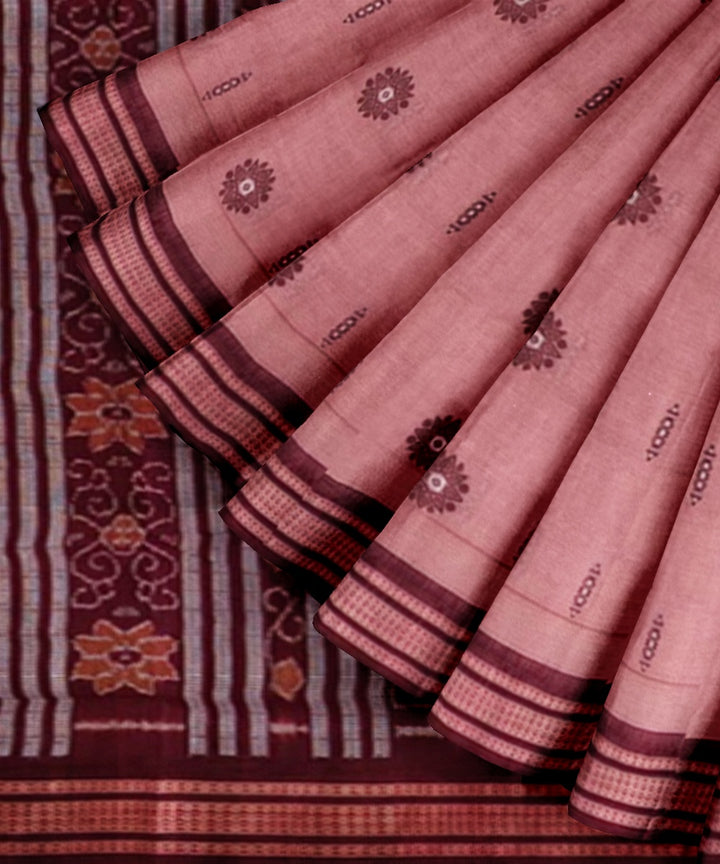 Onion maroon cotton handwoven bomkai saree