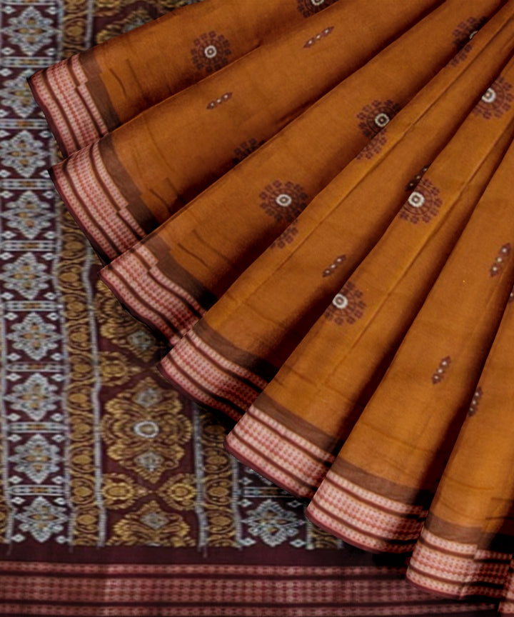 Rust maroon cotton handwoven bomkai saree