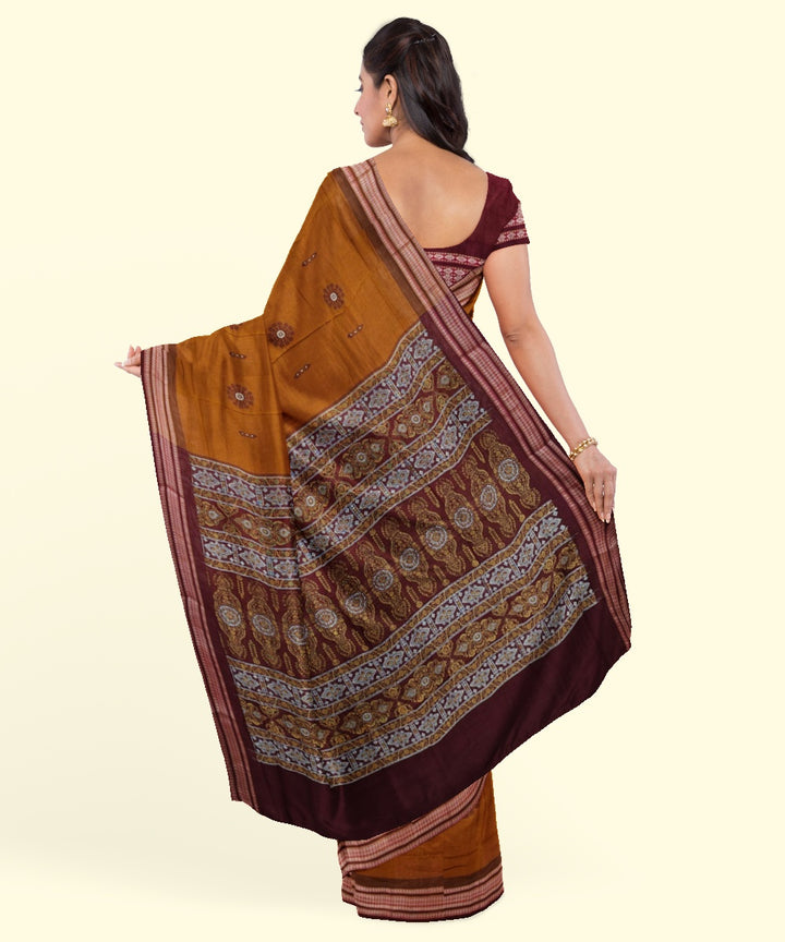 Rust maroon cotton handwoven bomkai saree