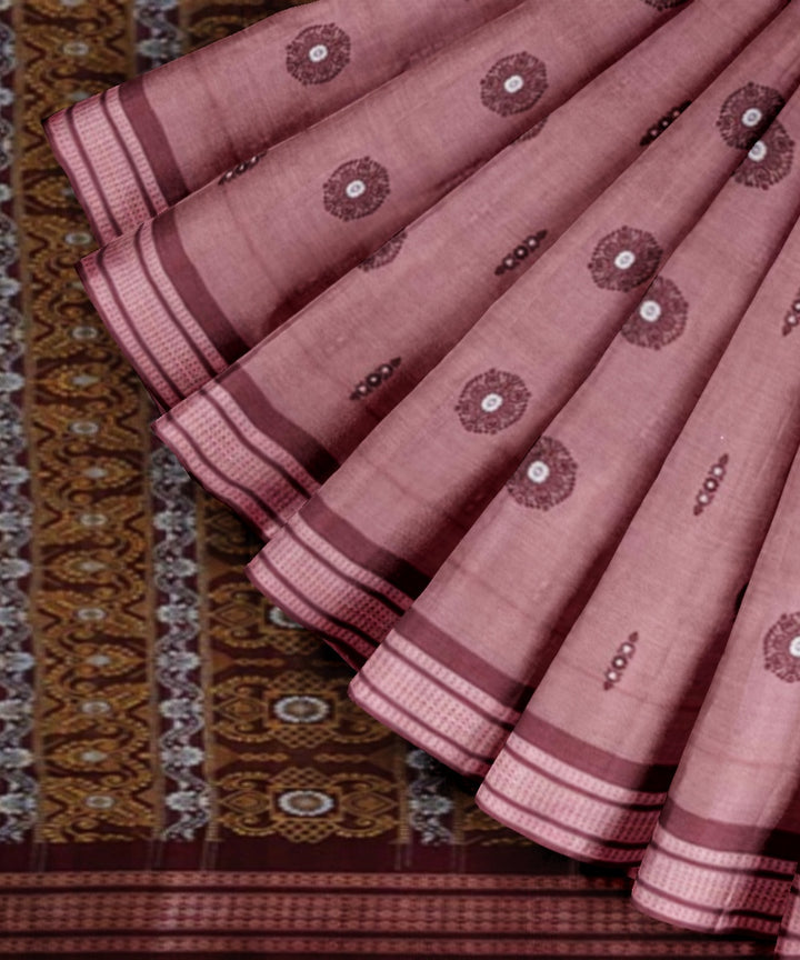 Onion maroon handwoven cotton bomkai saree